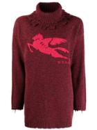 Etro Distressed Turtleneck Sweater - Red