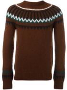 Ami Alexandre Mattiussi Neck Intarsia Jumper, Men's, Size: Xl, Brown, Polyamide/wool/alpaca