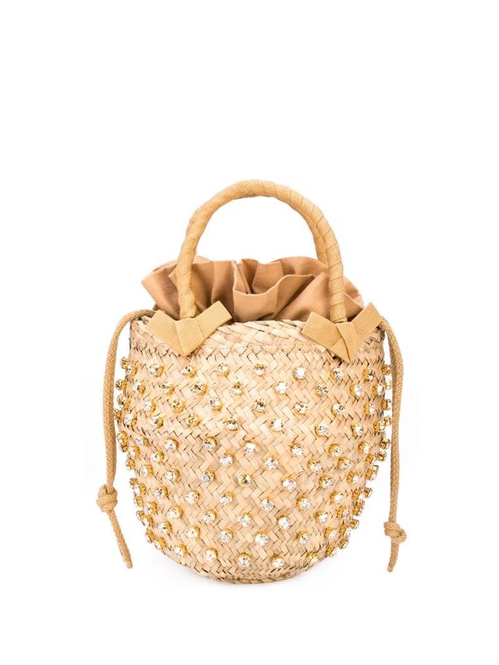 Le Nine Woven Bamboo Shoulder Bag - Brown