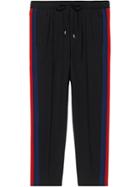 Gucci Wool Cropped Pant With Stripe - Black