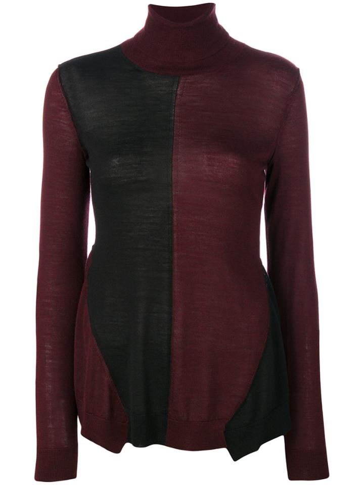 Stella Mccartney Two-tone Turtleneck Knit - Red