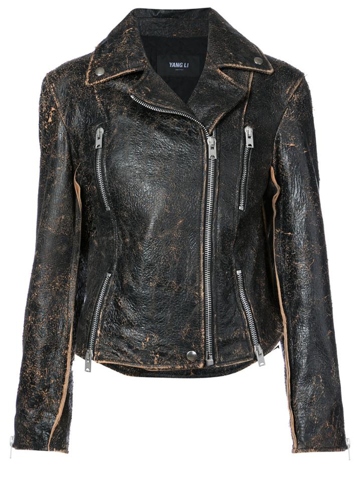 Yang Li Faded Finish Biker Jacket - Black