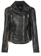 Yang Li Faded Finish Biker Jacket - Black