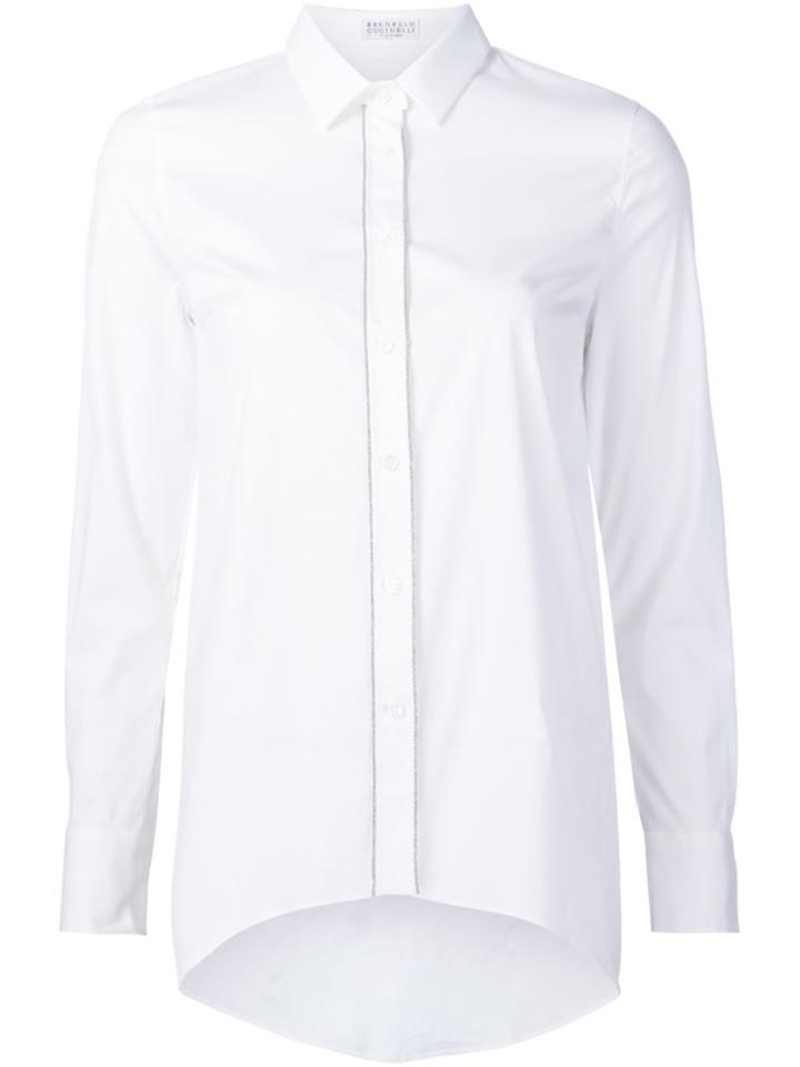 Brunello Cucinelli Curved Hem Shirt, Women's, Size: Xl, White, Cotton/polyamide