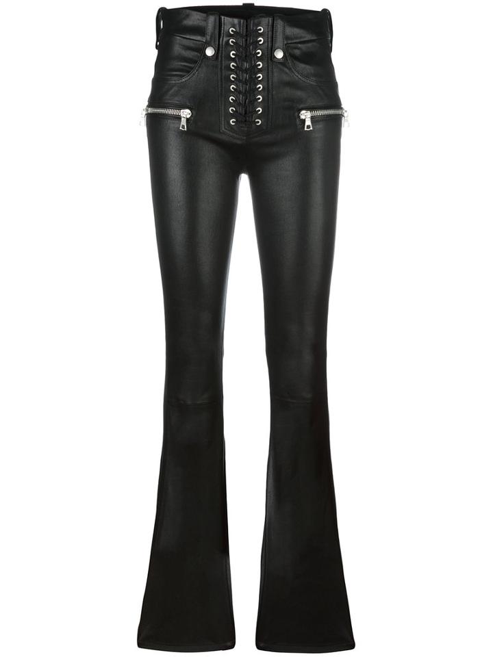 Unravel Project - Flared Leather Trousers - Women - Leather/polyester/polyurethane - 27, Black, Leather/polyester/polyurethane