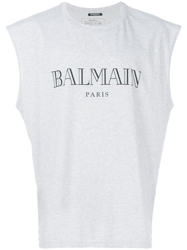 Balmain Logo Tank Top - Grey
