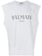 Balmain Logo Tank Top - Grey