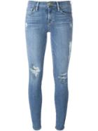 Frame Denim Distressed Skinny Jeans, Women's, Size: 28, Blue, Cotton/polyester/spandex/elastane