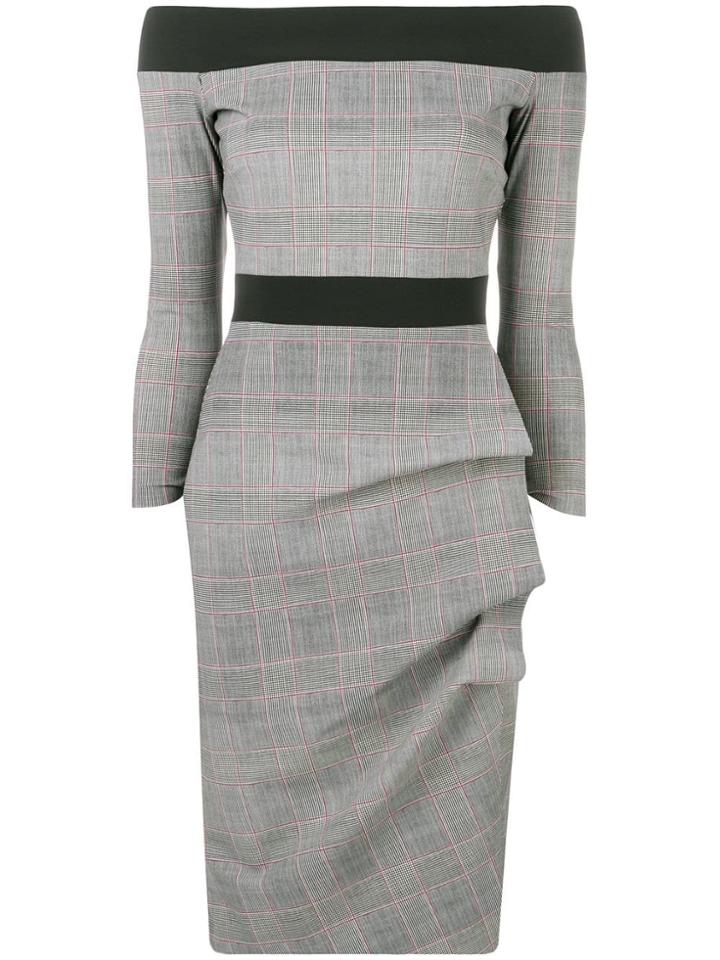 Le Petite Robe Di Chiara Boni Ruched Checked Dress - Grey