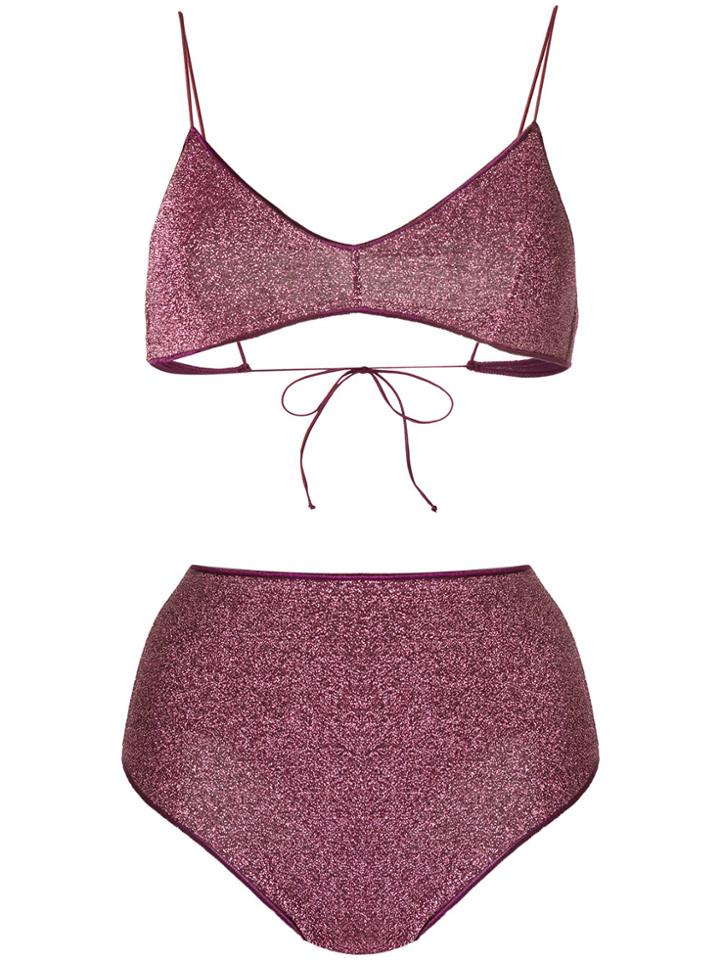 Oseree High Waisted Bikini Set - Pink & Purple
