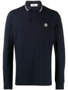 Stone Island Logo Long-sleeve Polo Shirt - Blue