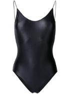 Oseree Lace Insert Swimsuit - Black