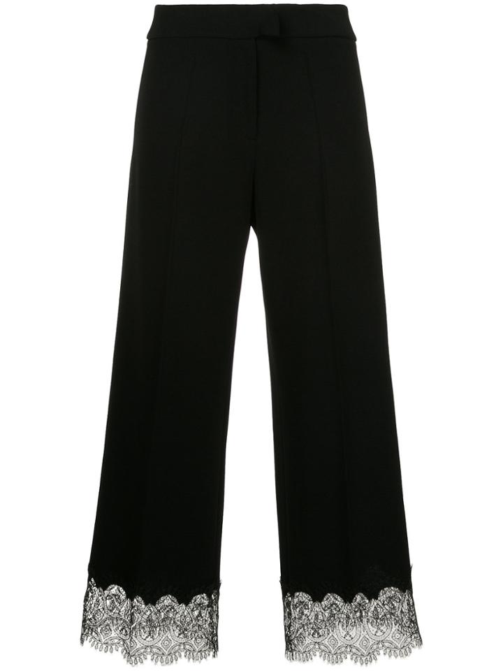 Ermanno Ermanno Lace Hem Cropped Trousers - Black