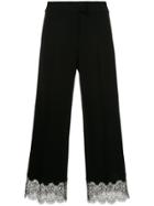 Ermanno Ermanno Lace Hem Cropped Trousers - Black