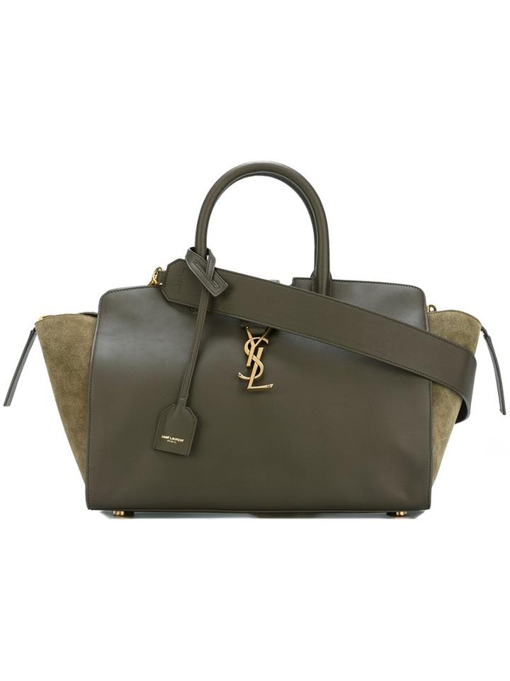 Saint Laurent Small 'cabas Monogram' Tote, Women's, Green