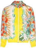 Gucci Floral Print Hooded Jacket - Yellow