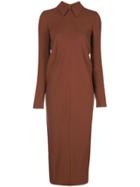 Rochas Long-sleeve Midi Dress - Brown