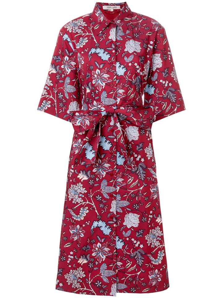 Dvf Diane Von Furstenberg Floral Shirt Dress - Red