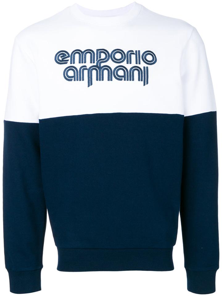 Emporio Armani Color Blocked Logo Sweatshirt - Blue