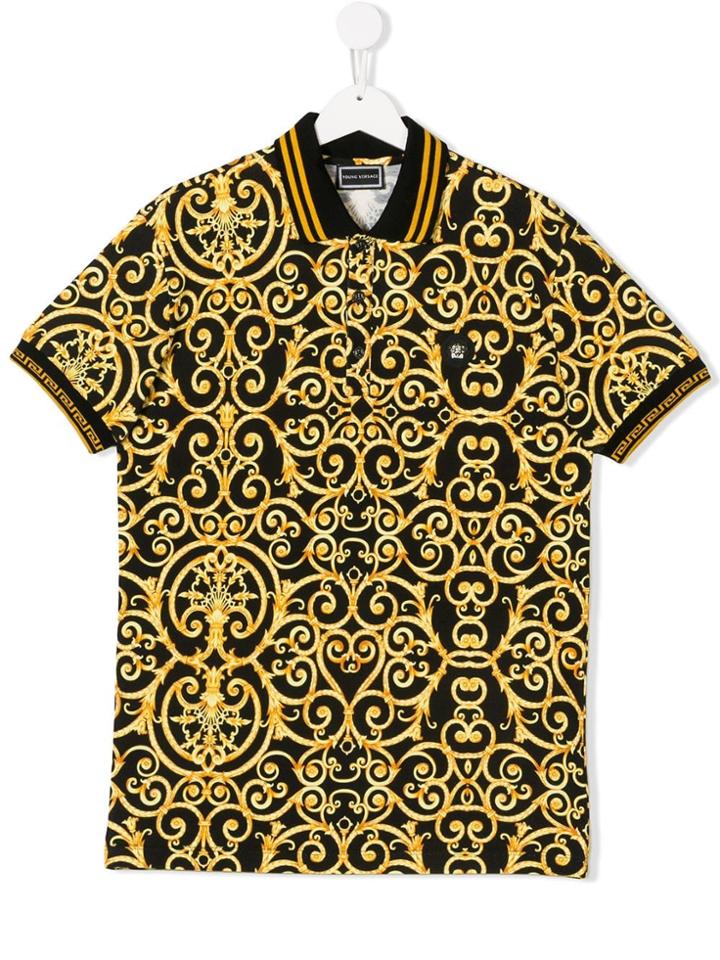 Young Versace Baroque Polo Shirt - Black
