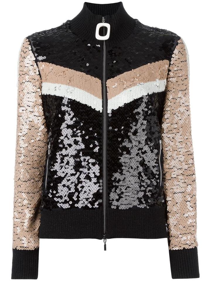Aviù Sequined Zipped Cardigan, Women's, Size: 40, Black, Polyamide/cotton/acrylic/polyester