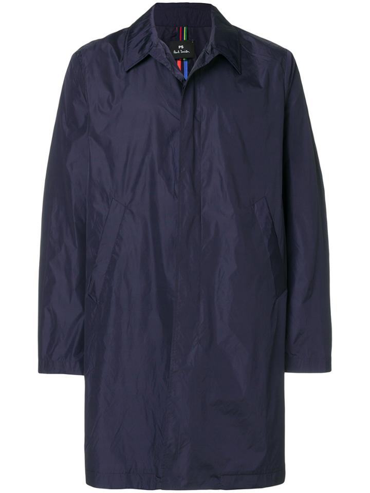 Ps By Paul Smith Single-breasted Raincoat - Blue