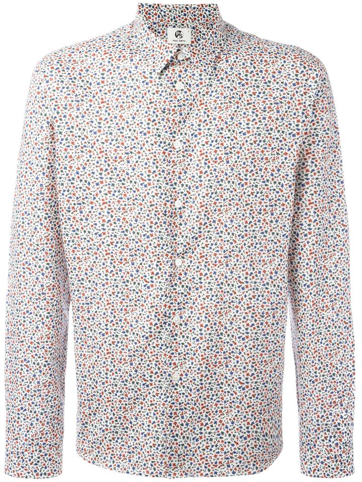 Ps By Paul Smith Floral Print Shirt, Men's, Size: Xxl, White, Cotton