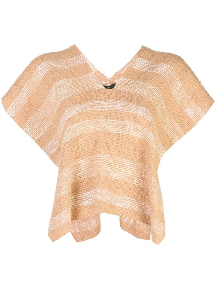Voz Gradient Knitted Poncho - Pink