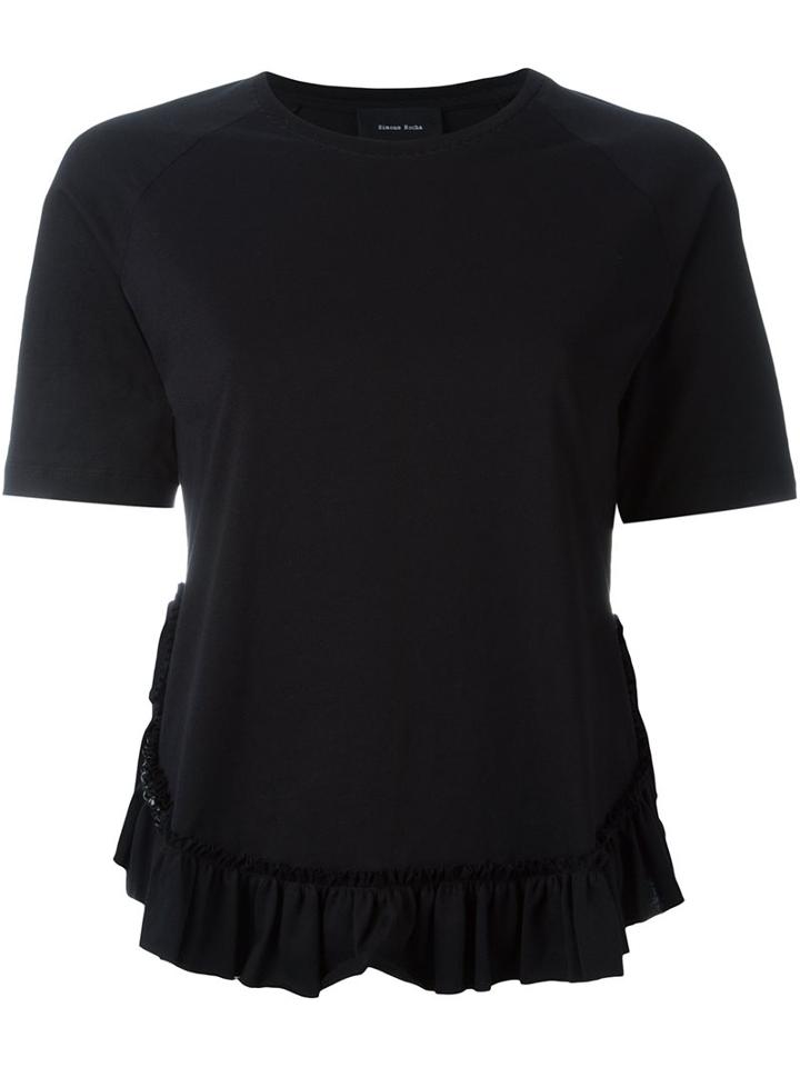 Simone Rocha Ruffle Hem T-shirt, Women's, Size: Small, Black, Cotton
