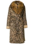 P.a.r.o.s.h. Leopard Print Fur Trim Coat - Brown