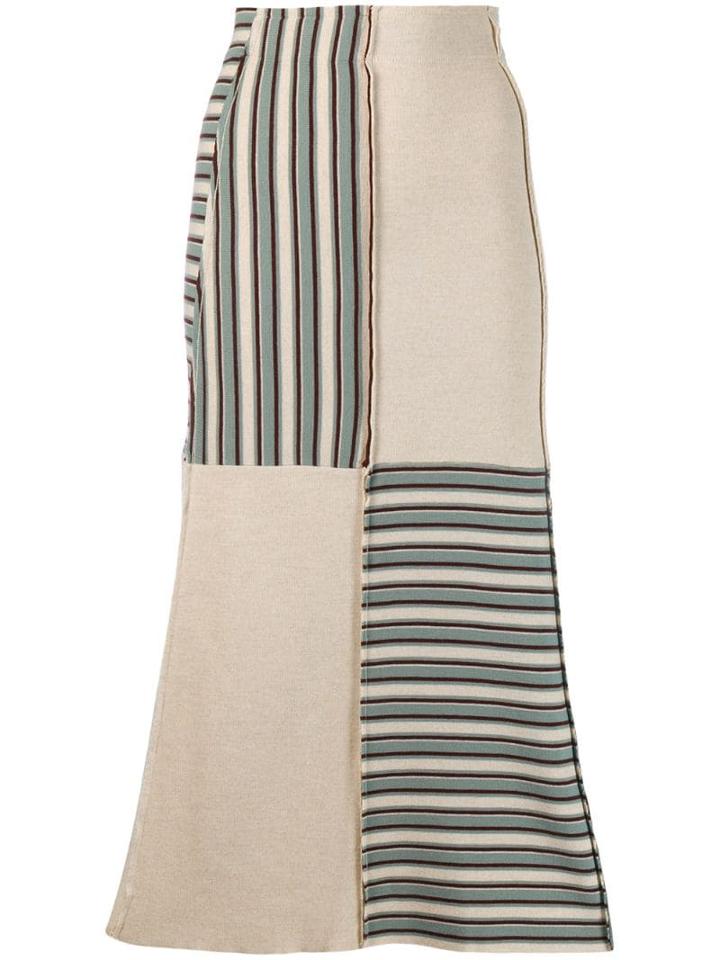 Jil Sander Striped Panel Knitted Skirt - Neutrals