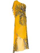 Johanna Ortiz Etimologia One-shoulder Tropical Print Silk Dress -