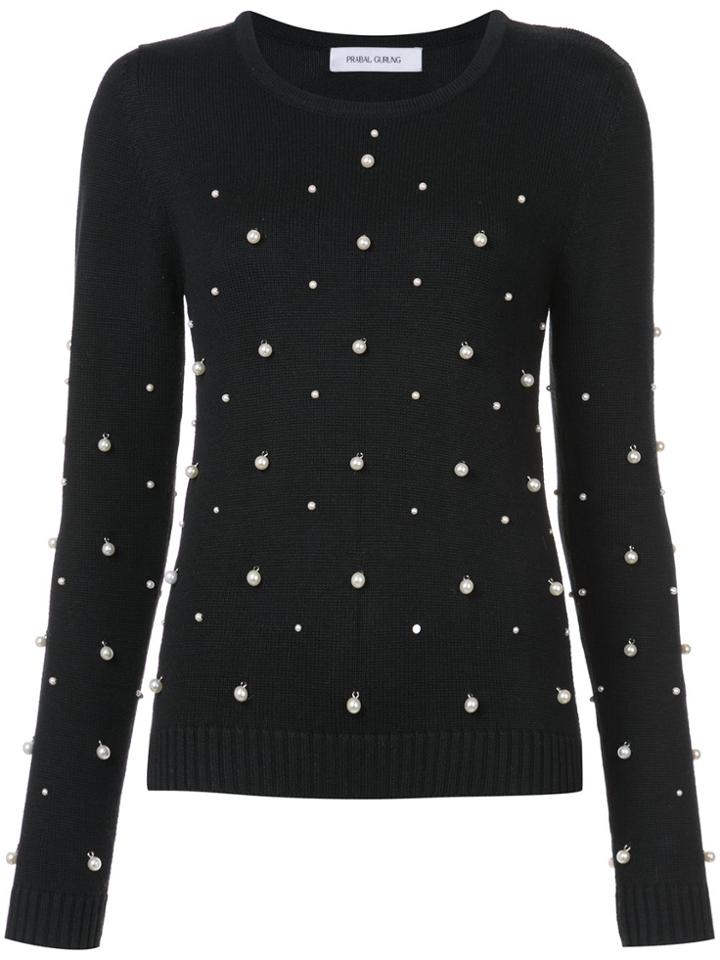Prabal Gurung Pearl Embellished Jumper - Black