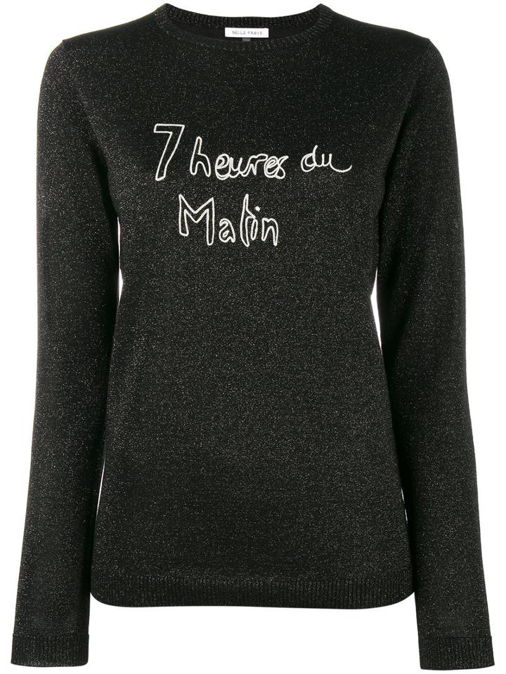 Bella Freud Glittered Slogan Jumper, Women's, Size: Xs, Black, Wool/metal/nylon