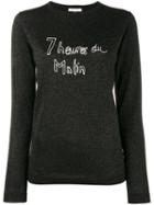 Bella Freud Glittered Slogan Jumper, Women's, Size: Xs, Black, Wool/metal/nylon