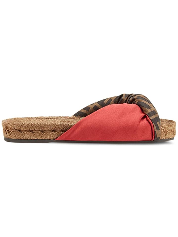 Fendi Twist Detail Slides - Red