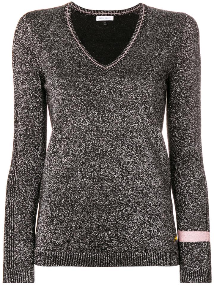 Bella Freud Glitter Effect V-neck Sweater - Black