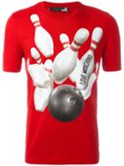 Love Moschino 'bowling' Print T-shirt, Men's, Size: Medium, Red, Cotton/spandex/elastane