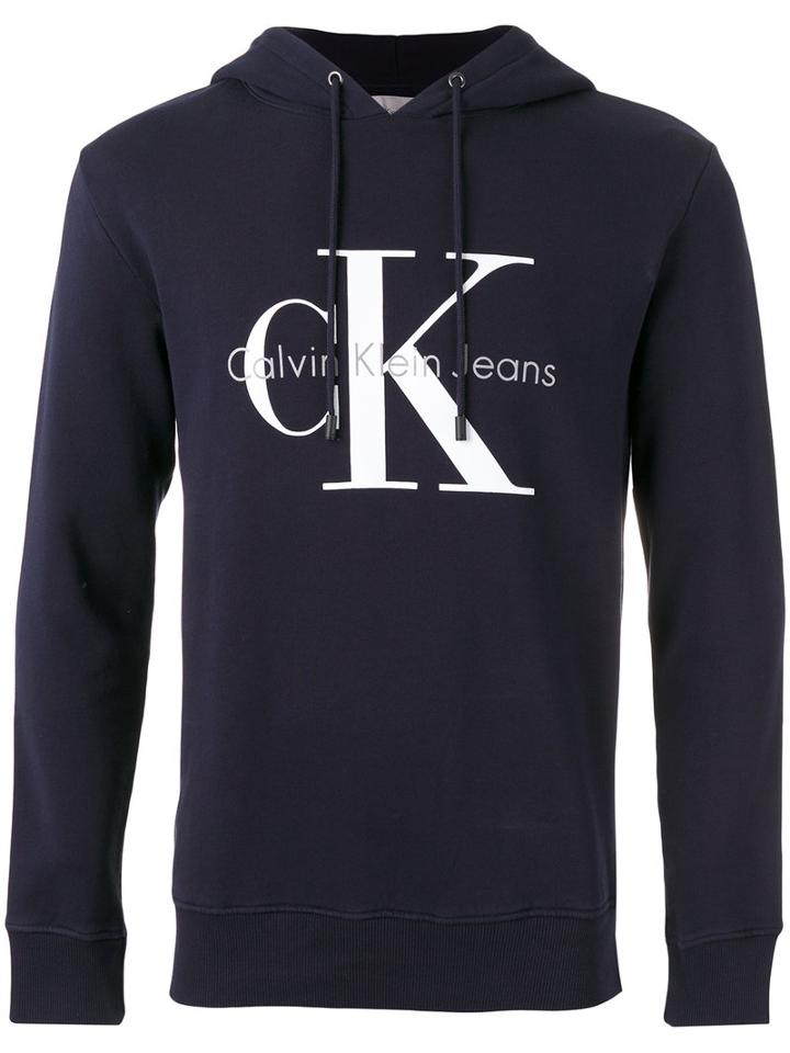 Calvin Klein Jeans Logo Print Hoodie, Men's, Size: Xs, Blue, Cotton