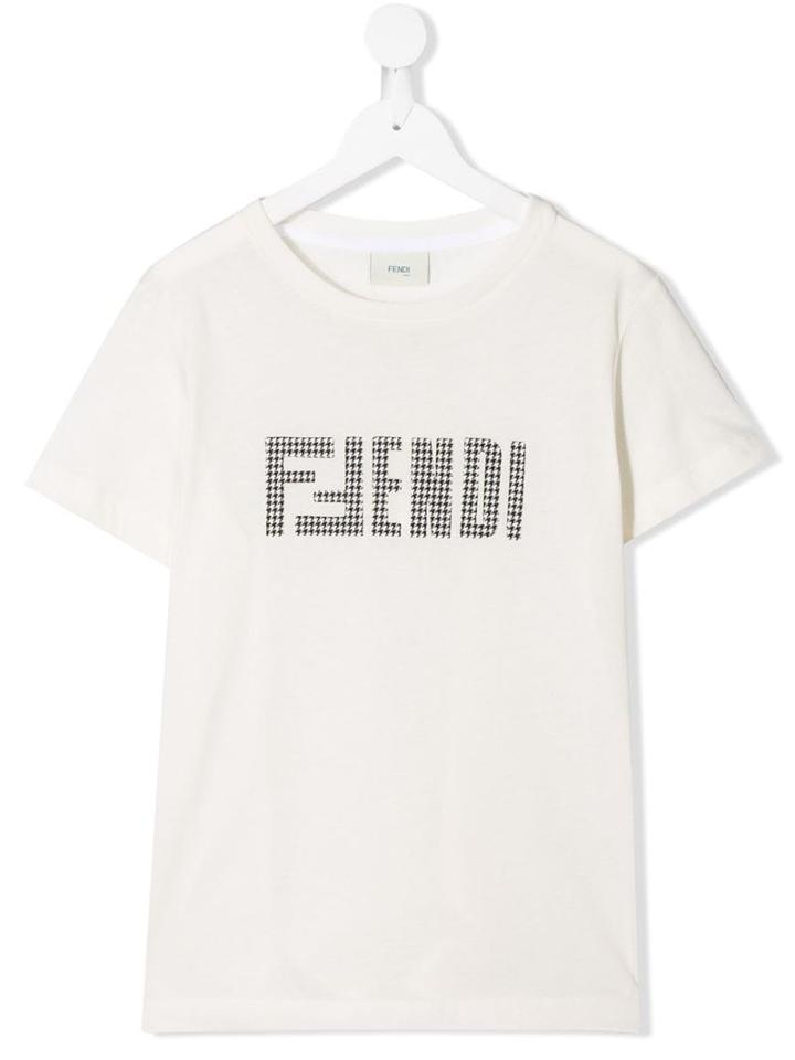 Fendi Kids Logo Jersey T-shirt - White