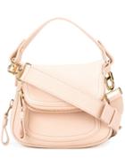 Tom Ford Zipped Fold-over Tote, Women's, Pink/purple, Calf Leather/brass/cotton/polyester