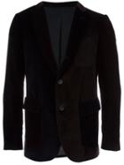 Wooster + Lardini Velvet Colour Block Blazer, Men's, Size: 52, Blue, Cotton/viscose