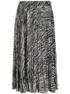 Michael Michael Kors Leopard Print Pleated Skirt - Black