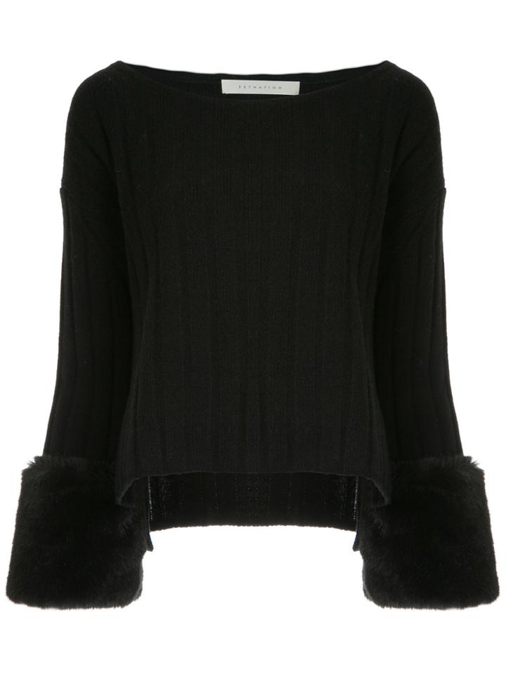 Estnation Furry Trim Jumper - Black