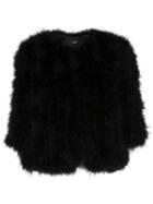 Yves Salomon Army Feather Bolero Jacket - Black