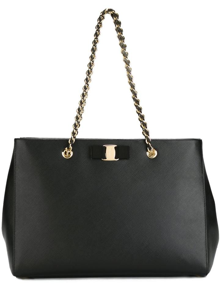 Salvatore Ferragamo Vara Tote, Women's, Black, Calf Leather