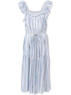 Apiece Apart Ruffle Sleeve Striped Dress - Blue