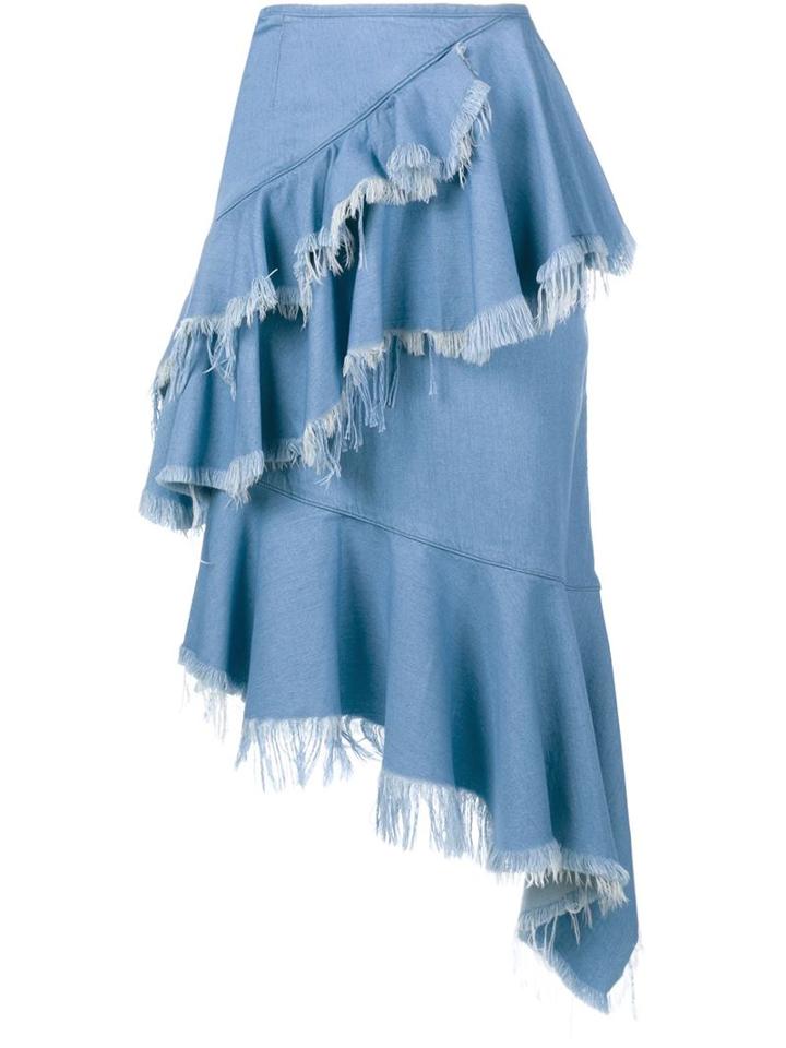 Marques Almeida Frayed Denim Frill Skirt