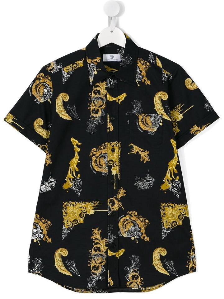 Young Versace Baroque Print Shirt, Boy's, Size: 14 Yrs, Black