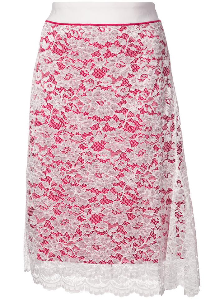 Paco Rabanne - Lace Detail Skirt - Women - Nylon/polyester/viscose - 36, Pink/purple, Nylon/polyester/viscose